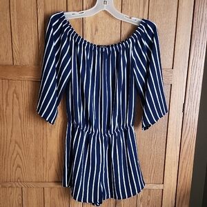 Ambiance Navy and White Striped Top